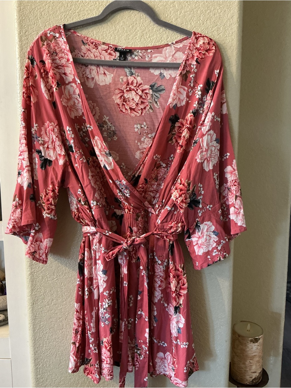 Floral Surplice Torrid Babydoll in Dusty Rose Pink 3X